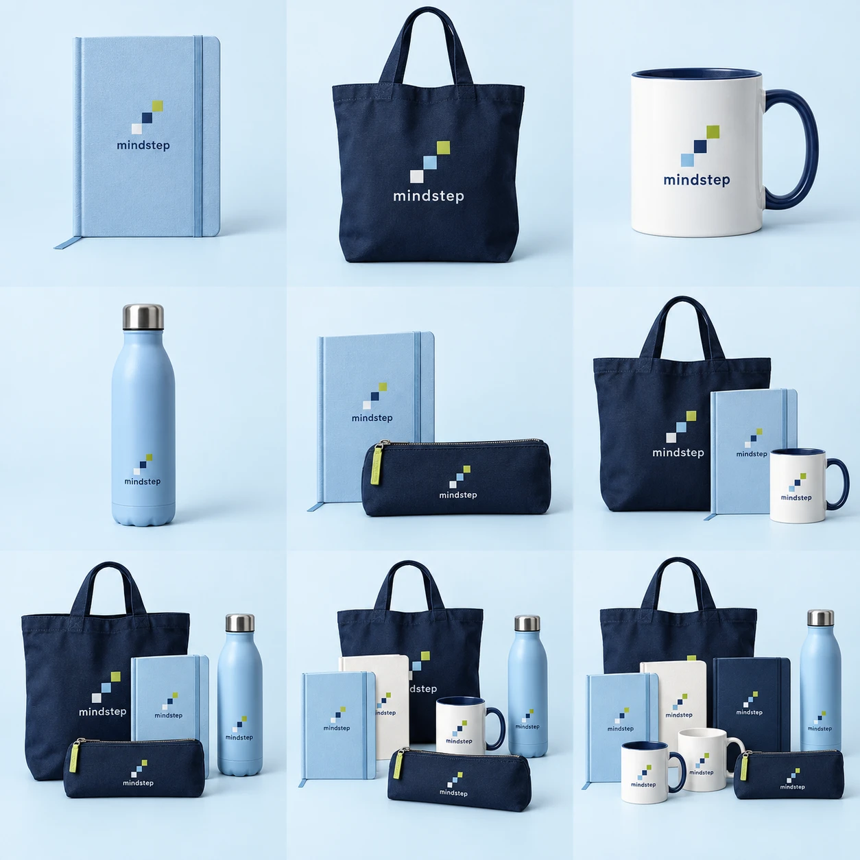 Mindstep Initiative merchandise concept: hardback journal.